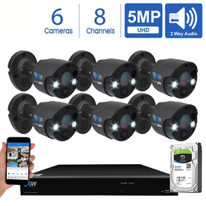 8CH NVR 6 X 5MP Two Way Audio Full-time Color PoE IP Security Camera System 2TB - Picture 1 of 12