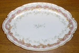 Bawo & Dotter Limoges Platter - Pink Roses Forget Me Not - 13.5" - Picture 1 of 5