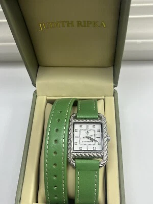 Reloj Judith Ripka Doble Envoltura Correa Cuero en Verde Aproximadamente 16.5 pulgadas Foto 1 de 4