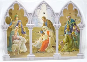 Triptych Standing Stained Glass Nativity Advent Calendar countdown to Christmas - Picture 1 of 2