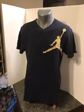 VTG Air Jordan Jumpman Men’s V-Neck Shirt - Large Blue - Embroidered Logo Cotton