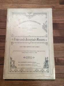 1881 Softcover Book Proceedings Of The Grandlodge F&A Masons Of Ohio INV-BA10 - Picture 1 of 12