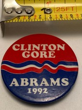 1992 BILL CLINTON AL GORE ABRAMS NY PRESIDENT CAMPAIGN PIN PINBACK BUTTON BADGE 