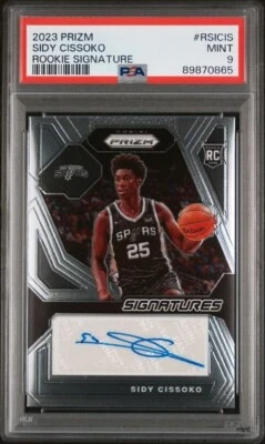 2023-24 PRIZM SIDY CISSOKO ROOKIE RC AUTO PSA 9 MINT SAN ANTONIO SPURS - Image 1 of 2