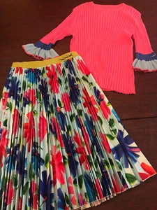 Mimisol Girls Skirt and Sweater Size 14 Sweater & Size 16 Flower printed skirt - Picture 1 of 10