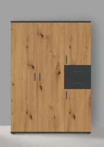 BMG Möbel Kinderzimmer Kleiderschrank135 cm breit 4 türig Artisan Anthrazit - Bild 1 von 3