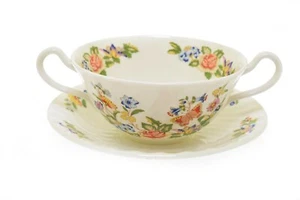 Aynsley Cottage Garden 6,25" Creme Suppe Schüssel mit Unterteller - Bild 1 von 3