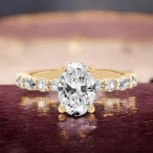 IGI Lab Grown 1,60 ct Ovalschliff Diamant Verlobungsring 14 K Gelbgold - Bild 1 von 12