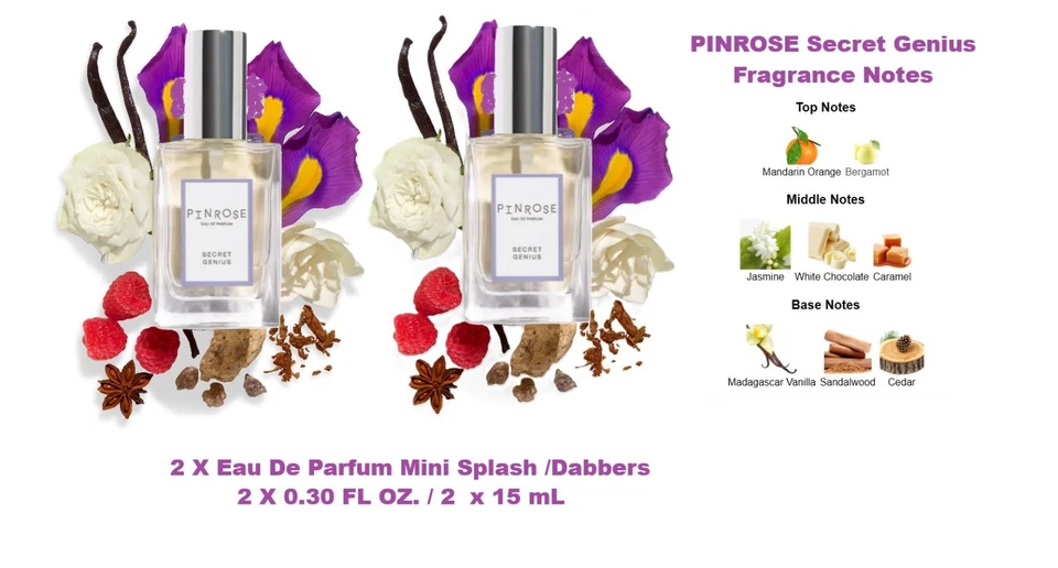 2 piezas Pinrose Secret Genius Eau de Parfum Splash Dabber Miniaturas 2 X 0,30 oz. Foto 1 de 1