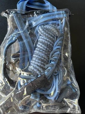 Loesdau Halfter-Set (Halfter, Strick und Fliegenfransen) Grösse Vollblut, blau - Bild 1 von 2