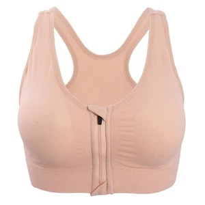 Hiking Gril Women's Zip Front Sports Bra Wireless Post-Surgery Yoga Bras Beig... - Picture 1 of 5