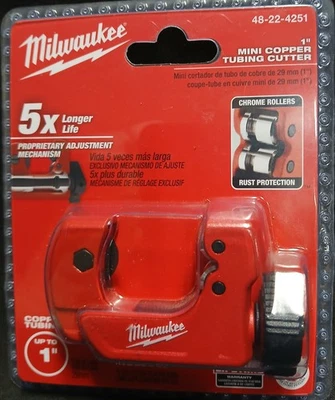Milwaukee - 1" Mini Copper Tubing Cutter w/ Extra Blade 48-22-4251 NEW - Image 1 of 3