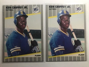 Ken Griffey Jr (2) 1989 Fleer Baseball Card #548 ROOKIE RC SP MARINERS HOF NICE! - Picture 1 of 4