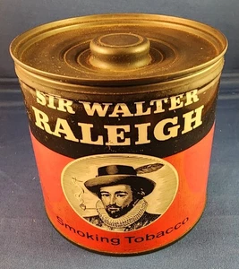 Sir Walter Raleigh 14 Unzen Vintage Tabakdose - 5" rund x 5" hoch - Bild 1 von 7