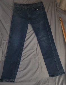 Levis 505 Jeans Mens 38x32 Regular Fit Straight Leg Blue Denim Pants Red Tab Zip - Picture 1 of 10