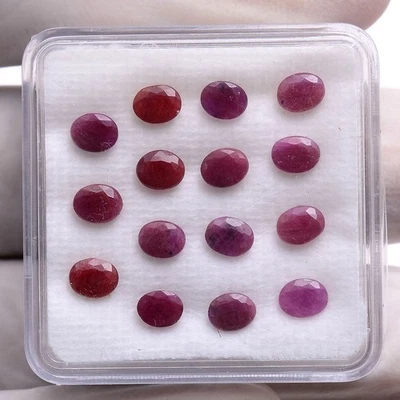 Set 15 Pcs Natural African Ruby Untreated 5mmx4mm Oval Cut Stunning Gemstone Lot - Image 1 of 4