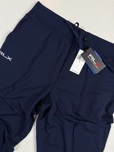 $228 RLX Ralph Lauren Men Size Large Wool Blend Performance Joggers Navy Blue L - Picture 1 of 7