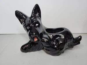 Maceta de cerámica MCM vintage de los años 50 brillante negra Scottie Dog - Imagen 1 de 5