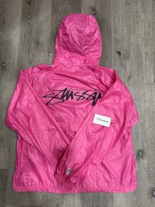 Stussy Nylon Beach Shell Pink Zip Up Jacket Size L Brand New - Picture 1 of 7