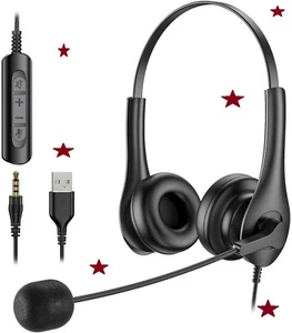 Auriculares USB con micrófono con cancelación de ruido 3,5 mm control de llamadas en línea y más - Imagen 1 de 6