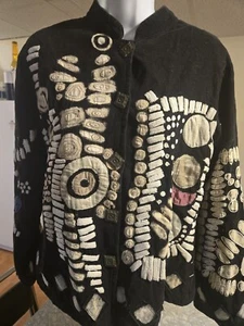 PARSLEY & SAGE Women's Thick Black Cotton Blend Embellished Jacket XL - Picture 1 of 6