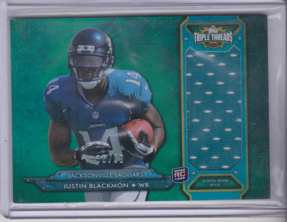 2012 Triple Threads Justin Blackmon Rookie jersey 36/50 Jacksonville Jaguars - Image 1 of 2