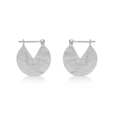 925 Sterling Silver Brushed Finished Small Hoop Earrings for Women - Image 1 of 4