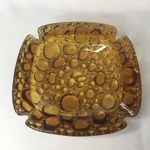 Vintage Libbey Bubble Glas Aschenbecher Bernstein schwere Glaswaren Kunstglas - Bild 1 von 18