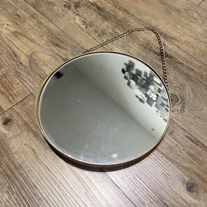 Nordic Round Gold Hanging Mirror Metal Frame Gold Decorative Wall Glass Decor - Picture 1 of 10