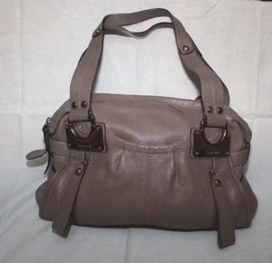 Woman's B Makowsky Taupe Pebbled Leather Shoulder Satchel Handbag - Picture 1 of 10