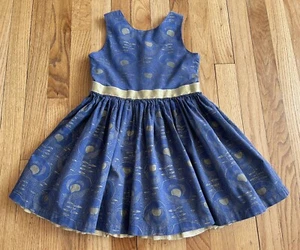 Little Loaves & Fishes Sz. 5T Navy Blue & Gold Floral Dress Party - Picture 1 of 12