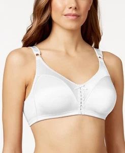 NWT Bali Sz 36B Double Support Tailored Wireless Lace Up Front Bra DF3820 White - Picture 1 of 7