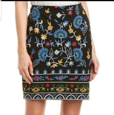 Falda para mujer J. McLaughlin Bainbridge lápiz bordado multicolor/negro talla 4 Foto 1 de 4