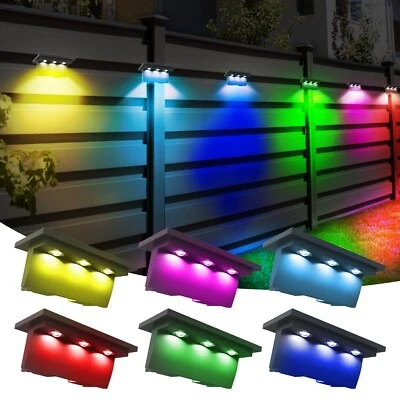 6Pack Solar Step Lights RGB Color Changing LED Solar Deck Lights Fence Lights US - Image 1 of 4