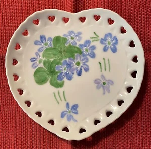 Vintage Heart Shaped Hand Painted Floral Trinket Dish as shown - Picture 1 of 2