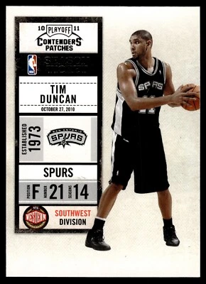 2010-11 Playoff Contenders Patches - Tim Duncan #44 Spurs - Image 1 of 2