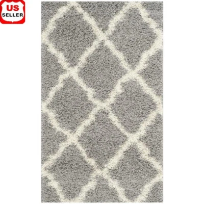 Geometric Shag Area Rug Durable Synthetic Soft Texture Indoor Use 3'x5' - Image 1 of 4