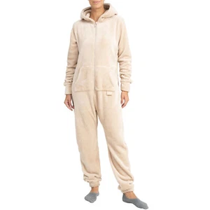 Basisstoff Kitten Damen Jumpsuit Teddy Fleece Einteiler Overall Anzug Flauschig - Bild 1 von 14