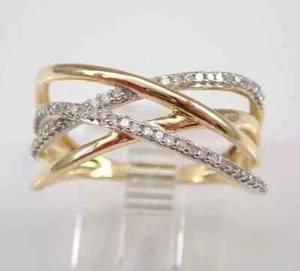 2Ct Round Lab Created Diamond 14k Yellow Gold Plated Crossover Wedding Band Ring - Picture 1 of 4