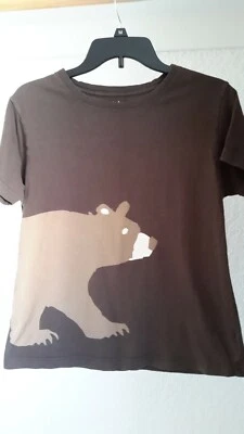 Camiseta Hatley Walking Bear Marrón Juvenil Talla L/G 100% Algodón Usada Foto 1 de 4