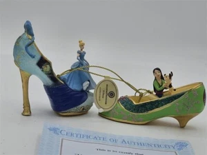Bradford Exchange Disney Once upon A Slipper Ornaments Cinderella and Mulan - Picture 1 of 11