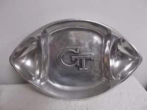 Georgia Tech GT Football Shaped Metal Divided Serving Chips & Dip Plate Platter - Picture 1 of 4