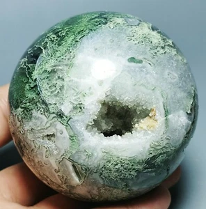Raw Natural Moss Agate Quartz Geode Crystal Sphere Ball Reiki Stone Healing - Bild 1 von 12