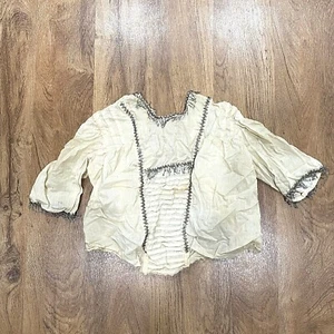 Antique 1900s Edwardian Victorian Ivory Chemise Sequined Blouse Button Tie Back - Picture 1 of 11