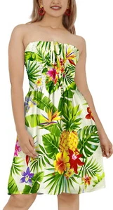 HAPPY BAY Women's Summer Smocked Mini Flowy Beach Tube Dress One Size White, - Picture 1 of 3