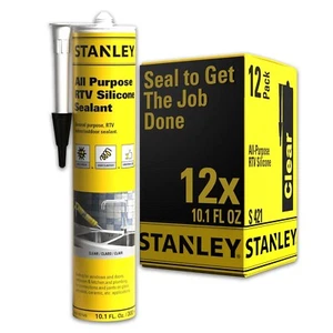 Stanley S421 All Purpose RTV Silicone Sealant Acetoxy Cure, 10.1oz 12 Pack Clear - Picture 1 of 1