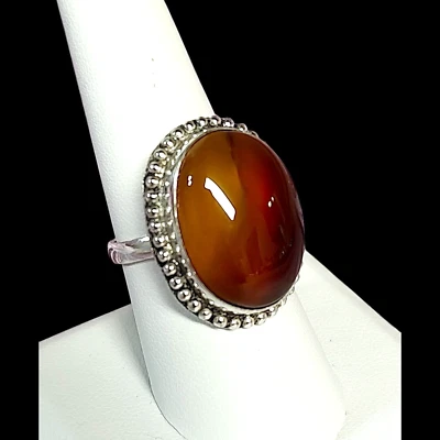 Lady's Golden Botswana Agate Ring 925 Sterling Size 8.75 - Image 1 of 4