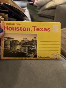 Vintage Grüße HOUSTON Texas TX Souvenir Postkarte Ordner Stadt Heft Weltraum - Bild 1 von 3