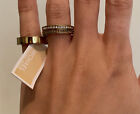 Michael Kors Brilliance Gold Logo Connected Triple Band Ring Size 7 New W/ Tags 