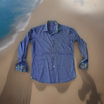 Robert Graham Designer Striped + Paisley Trim L/S Shirt (14-16) Youth Large New - Image 1 of 4